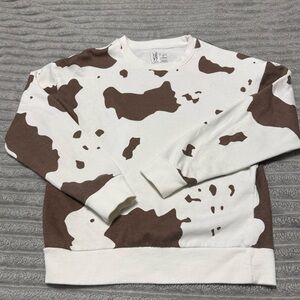 Brown and White Cow Print Sweatshirt